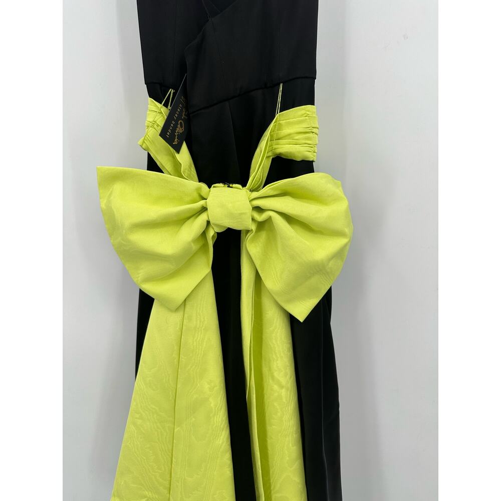 ALICE + OLIVIA Joss Gown Black with Citron Bow Hi-Lo Hemline Size 4 NWT - Picture 8 of 10